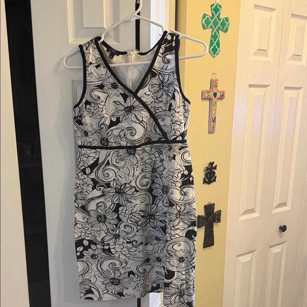 Talbots Black and White Floral Mini Dress